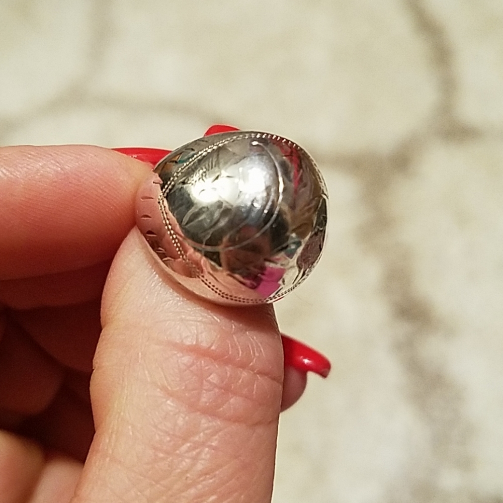 Etched Pattern Silver Ring - image 2